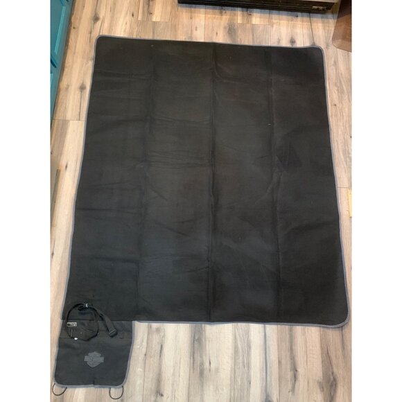 Harley Davidson Black Roll Up Fold Up Travel Picnic Time Blanket Carrier - Picture 5 of 7